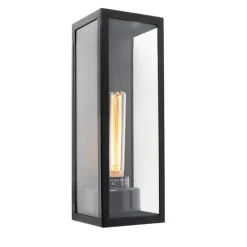 Moderne rechthoekige buiten wandlamp zwart met glas - Rotterdam Long