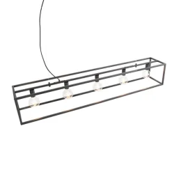 Moderne rechthoekige hanglamp zwart 5-lichts - Cage