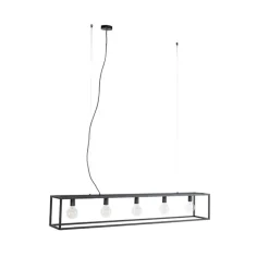 Moderne rechthoekige hanglamp zwart 5-lichts - Cage