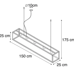 Moderne rechthoekige hanglamp zwart 5-lichts - Cage