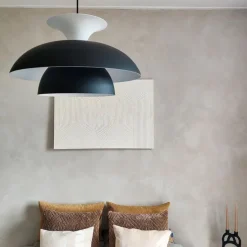 Moderne ronde hanglamp zwart met wit 3-laags - Titus