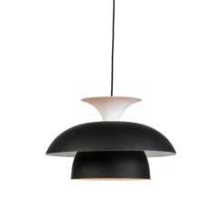 Moderne ronde hanglamp zwart met wit 3-laags - Titus
