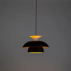 Moderne ronde hanglamp zwart met wit 3-laags - Titus