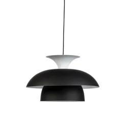 Moderne ronde hanglamp zwart met wit 3-laags - Titus