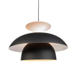 Moderne ronde hanglamp zwart met wit 3-laags - Titus