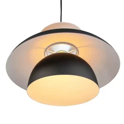 Moderne ronde hanglamp zwart met wit 3-laags - Titus