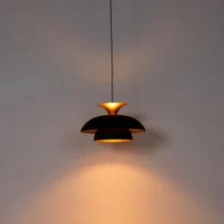 Moderne ronde hanglamp zwart met goud 3-laags - Titus