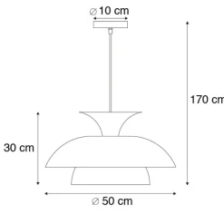Moderne ronde hanglamp zwart met goud 3-laags - Titus