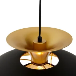 Moderne ronde hanglamp zwart met goud 3-laags - Titus