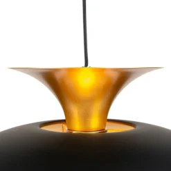 Moderne ronde hanglamp zwart met goud 3-laags - Titus