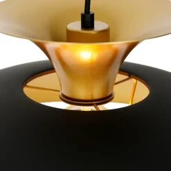Moderne ronde hanglamp zwart met goud 3-laags - Titus