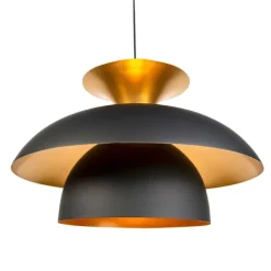 Moderne ronde hanglamp zwart met goud 3-laags - Titus