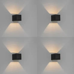 Moderne set van 4 wandlampen zwart - Transfer