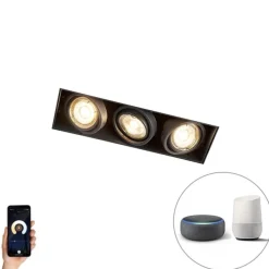 Moderne smart inbouwspot zwart trimless incl. 3 GU10 Wifi - Oneon 3