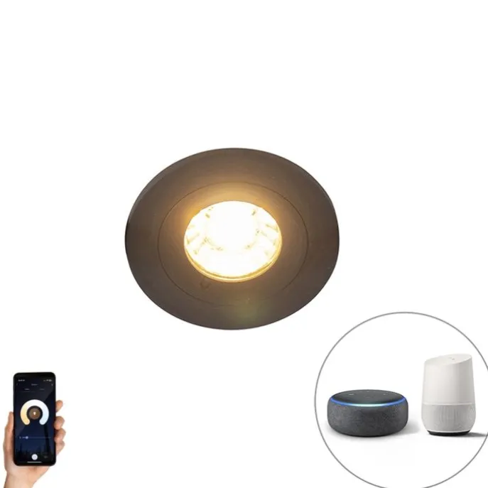Moderne smart inbouwspot zwart rond incl. WiFi GU10 IP54 - Xena