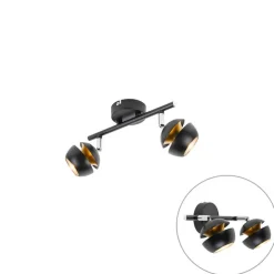 Moderne spot 2-lichts zwart met gouden binnenkant - Buell Deluxe