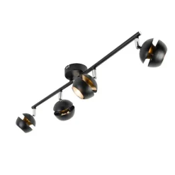 Moderne spot 4-lichts zwart met gouden binnenkant - Buell Deluxe