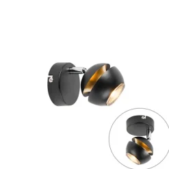 Moderne spot 1-lichts zwart met gouden binnenkant - Buell Deluxe