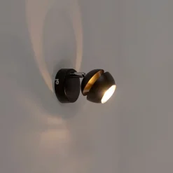 Moderne spot 1-lichts zwart met gouden binnenkant - Buell Deluxe