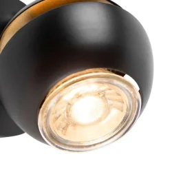Moderne spot 1-lichts zwart met gouden binnenkant - Buell Deluxe