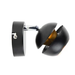 Moderne spot 1-lichts zwart met gouden binnenkant - Buell Deluxe