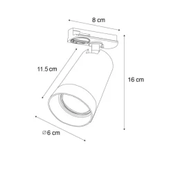 Moderne spot met smoke ring voor railsysteem 1-fase GU10 50mm - Iconic Jeana