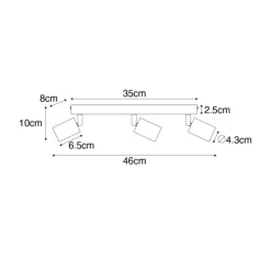 Moderne spot wit rechthoekig 3-lichts - Facil