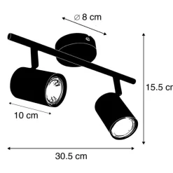 Moderne spot zwart 2-lichts kantelbaar - Jeana