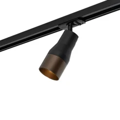 Moderne spot zwart met donker brons voor railsysteem 1-fase- Iconic Kohua