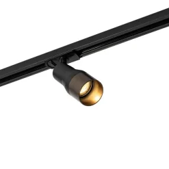 Moderne spot zwart met donker brons voor railsysteem 1-fase- Iconic Kohua