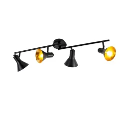 Moderne spot zwart met goud 4-lichts - Magno