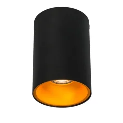 Moderne spot zwart met goud GU10 50mm - Deep