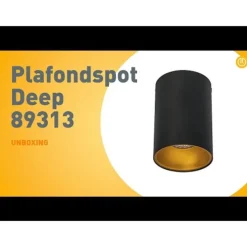 Moderne spot zwart met goud GU10 50mm - Deep