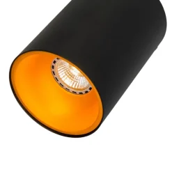 Moderne spot zwart met goud GU10 50mm - Deep