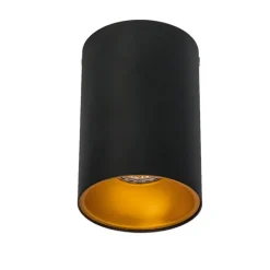 Moderne spot zwart met goud GU10 50mm - Deep