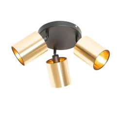 Moderne spot zwart met goud 3-lichts - Lofty