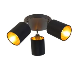 Moderne spot zwart met gouden binnenkant 3-lichts - Lofty