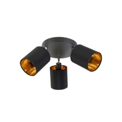 Moderne spot zwart met gouden binnenkant 3-lichts - Lofty