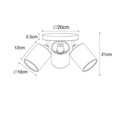 Moderne spot zwart met gouden binnenkant 3-lichts - Lofty