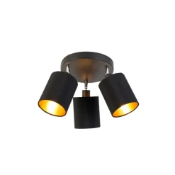 Moderne spot zwart met gouden binnenkant 3-lichts - Lofty