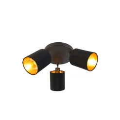 Moderne spot zwart met gouden binnenkant 3-lichts - Lofty
