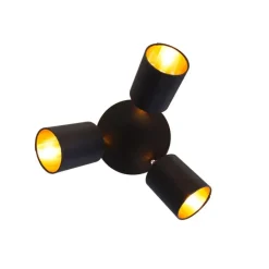 Moderne spot zwart met gouden binnenkant 3-lichts - Lofty