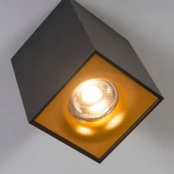 Moderne spot zwart met goud - Quba delux