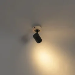 Moderne spot zwart met hout kantelbaar - Jeana