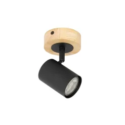 Moderne spot zwart met hout kantelbaar - Jeana