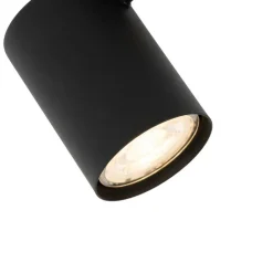 Moderne spot zwart met hout kantelbaar - Jeana