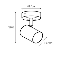 Moderne spot zwart met hout kantelbaar - Jeana