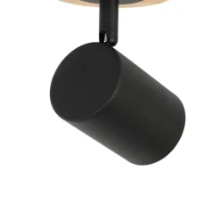 Moderne spot zwart met hout kantelbaar - Jeana