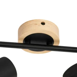 Moderne spot zwart met hout kantelbaar 2-lichts - Jeana