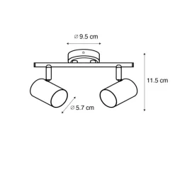 Moderne spot zwart met hout kantelbaar 2-lichts - Jeana